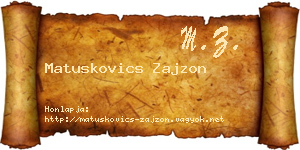 Matuskovics Zajzon névjegykártya